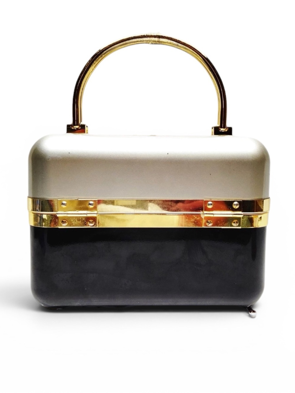 Paolotti Top-Handle Two-Tone Vanity Box Bag in Gold and Black